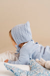 Boe Cable-Knit Baby Set With Bonnet Blue