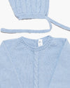 Boe Cable-Knit Baby Set With Bonnet Blue