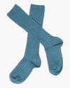 Ribbed High Knee Socks Blue France